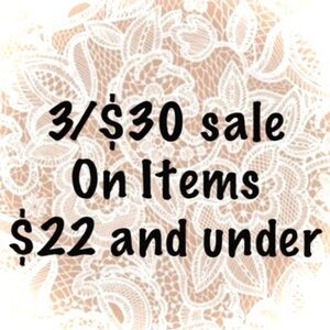 3 for $30 sale on items priced $22 and under! 💃